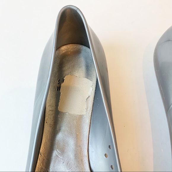 Stuart Weitzman silver Jelly flats FLAWED - Picture 6 of 10